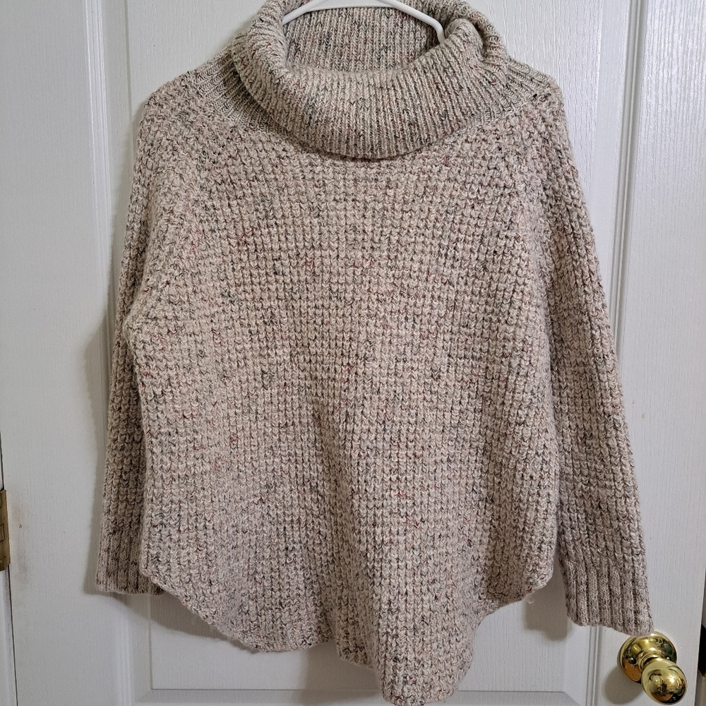 Free People Cream Speckled Turtleneck Sweater Size Medium